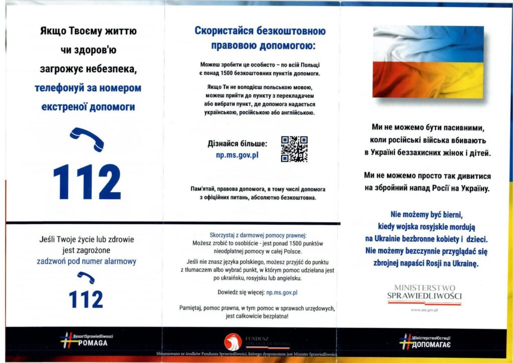 Bezpłatna pomoc prawna dla obywateli Ukrainy