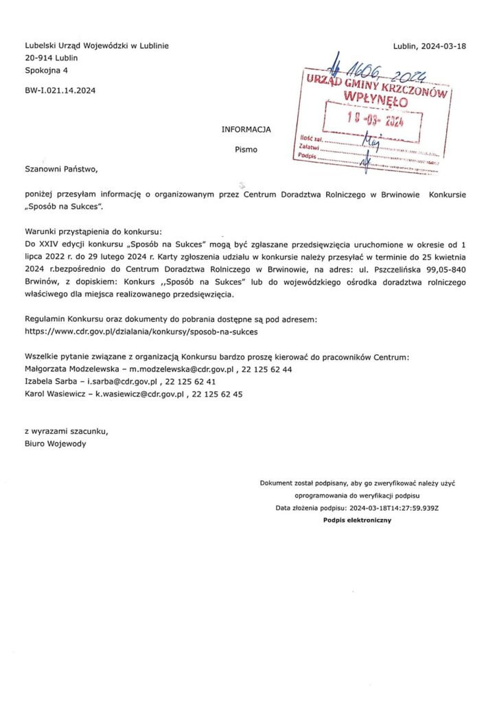 Konkurs ,,Sposób na sukces