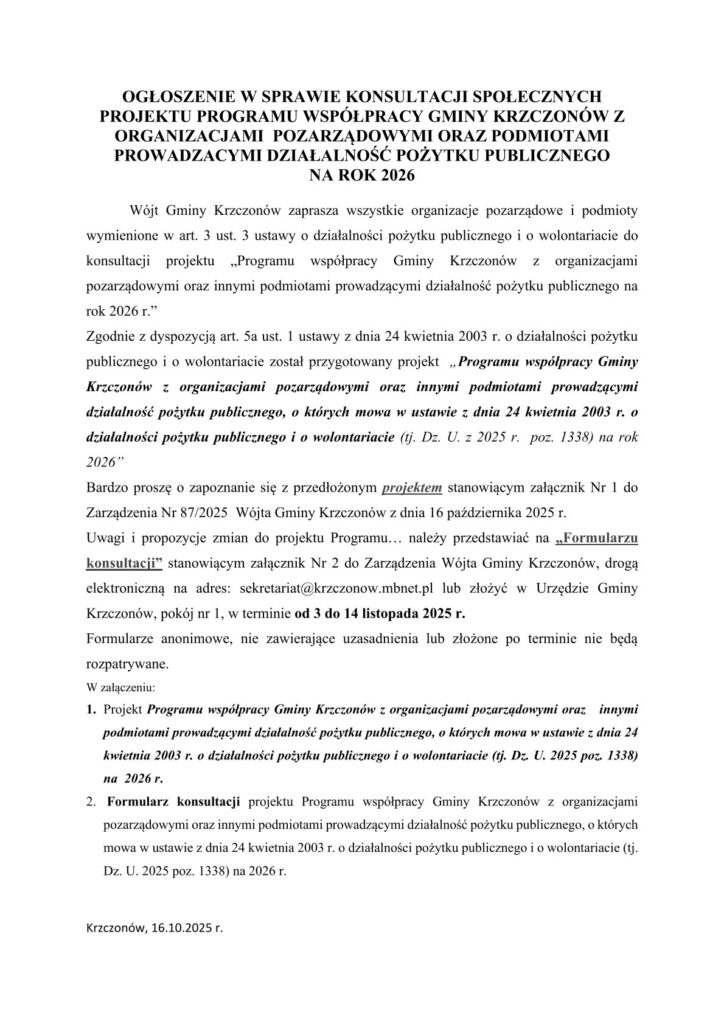 OGŁOSZENIE O KONSULTACJACH PROGRAMU (4)